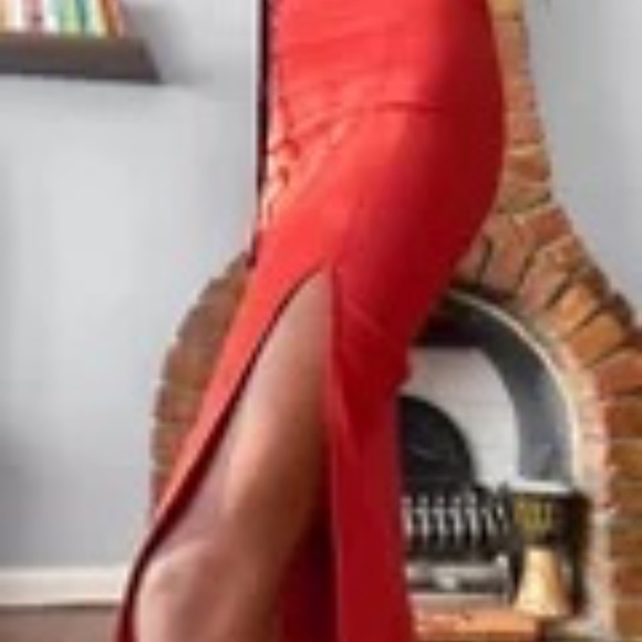 ASOS Design Tall Maxi Skirt with Thigh Split in Rust - Picture 3 of 4